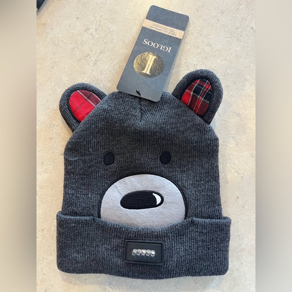 NWT - Igloos Bear 🐻 Cuffed Hat 5 Bulb Led Lighted Beanie Cap One Size New